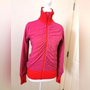 Lululemon s6 reversible high neck front pockets purple red zip up jacket